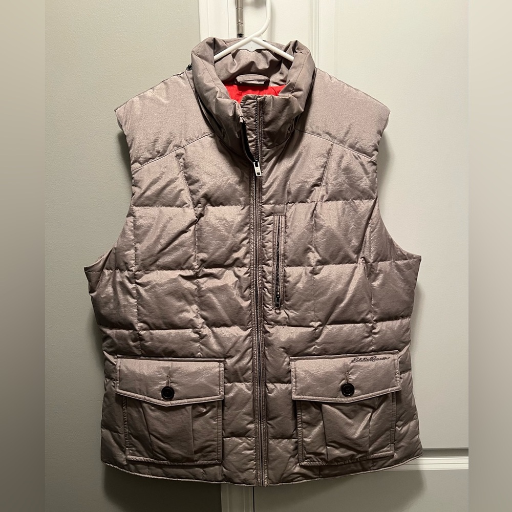 Eddie Bauer Metallic Gray Quilted Vest
